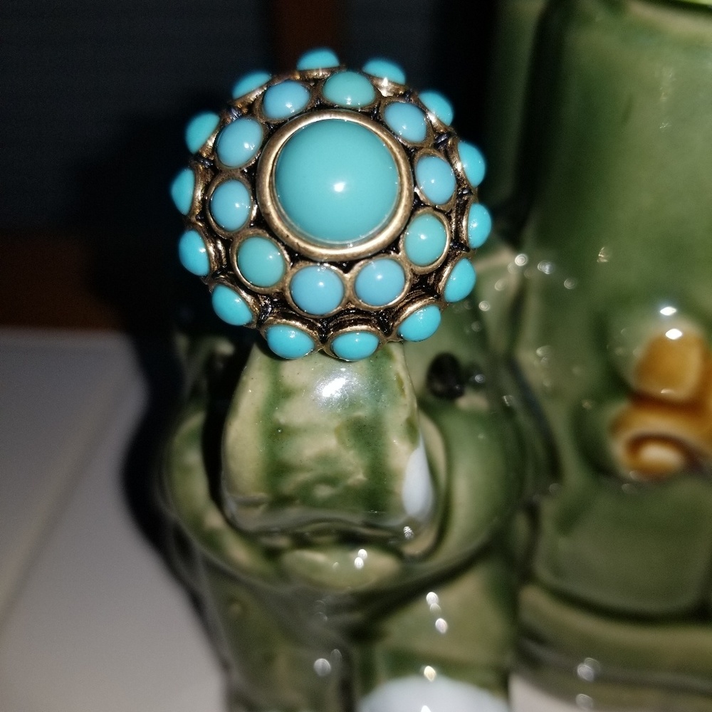 Juicy Couture Turquoise & Brass Dome Ring